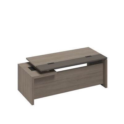 У.РУС РС 0106 ДЧ/ЛС (Дуб виченца/Лава серая) Стол руководителя с кабель-каналами правый