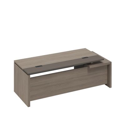 У.РУС РС 115 ДЧ/ЛС (Дуб виченца/Лава серая) Стол руководителя с кабель-каналами с тумбой подвесной 2-ящичной с замком левый