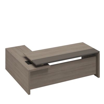 У.РУС РС 128 ДЧ/ЛС (Дуб виченца/Лава серая) Стол руководителя с брифинг-приставкой боковой правый