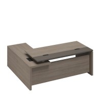 У.РУС РС 130 ДЧ/ЛС (Дуб виченца/Лава серая) Стол руководителя с кабель-каналами с брифинг-приставкой боковой правый