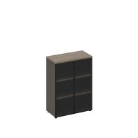 У.РУС РС 305 ДЧ/ЛС (Дуб виченца/Лава серая) Шкаф для документов средний со стеклянными дверями