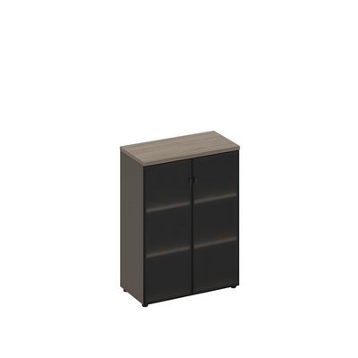 У.РУС РС 305 ДЧ/ЛС (Дуб виченца/Лава серая) Шкаф для документов средний со стеклянными дверями