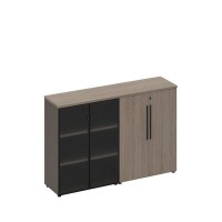 У.РУС РС 306 ДЧ/ЛС (Дуб виченца/Лава серая) Шкаф комбинированный средний (стекло-закрытый)