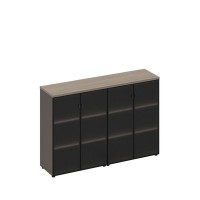 У.РУС РС 307 ДЧ/ЛС (Дуб виченца/Лава серая) Шкаф для документов со стеклянными дверями (стенка из 2 шкафов)