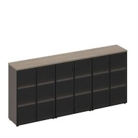 У.РУС РС 311 ДЧ/ЛС (Дуб виченца/Лава серая) Шкаф для документов средний со стеклянными дверями (стенка из 3 шкафов)