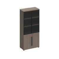 У.РУС РС 313 ДЧ/ЛС (Дуб виченца/Лава серая) Шкаф для документов комбинированный со стеклянными дверями