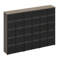 У.РУС РС 331 ДЧ/ЛС (Дуб виченца/Лава серая) Шкаф для документов со стеклянными высокими дверями