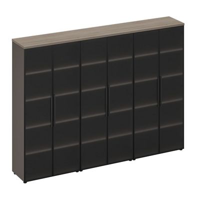 У.РУС РС 331 ДЧ/ЛС (Дуб виченца/Лава серая) Шкаф для документов со стеклянными высокими дверями