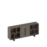 У.РУС РС 332 ДЧ/ЛС (Дуб виченца/Лава серая) Шкаф низкий полузакрытый греденция с деревянными дверями