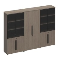 У.РУС РС 334 ДЧ/ЛС (Дуб виченца/Лава серая) Шкаф комбинированный (стекло-одежда-стекло)