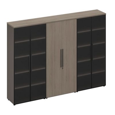 У.РУС РС 335 ДЧ/ЛС (Дуб виченца/Лава серая) Шкаф комбинированный с высокими дверьми (стекло-одежда-стекло)