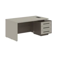 VCT 1890-R (Дуб сильвер/Аметист) Стол руководителя на опорной тумбе, правый