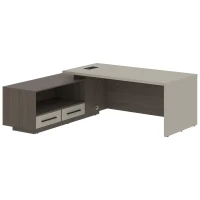 VCT 2119-L (Дуб сильвер/Аметист) Стол руководителя на опорной тумбе, левый