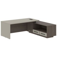 Velion VCT 2119-R (Дуб сильвер/Аметист) Стол руководителя на опорной тумбе, правый