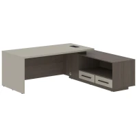 VCT 2119-R (Дуб сильвер/Аметист) Стол руководителя на опорной тумбе, правый