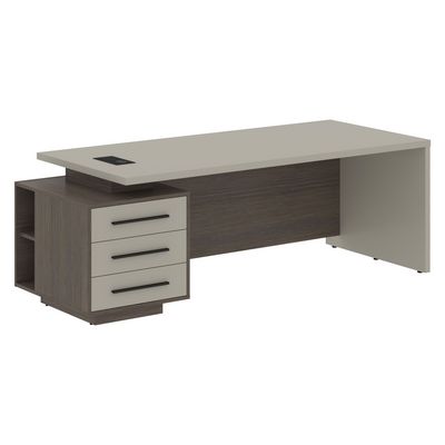 Velion VCT 2290-L (Дуб сильвер/Аметист) Стол руководителя на опорной тумбе, левый