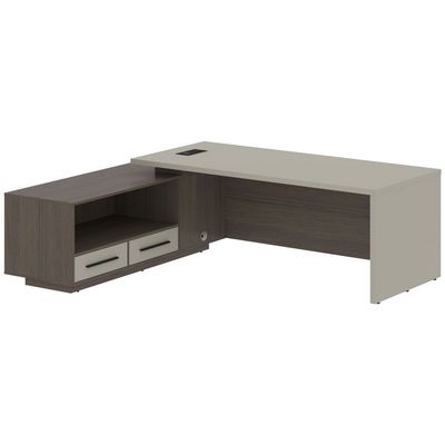 Velion VCT 2319-L (Дуб сильвер/Аметист) Стол руководителя на опорной тумбе, левый