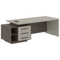 Velion VCT 2390-L (Дуб сильвер/Аметист) Стол руководителя на опорной тумбе, левый