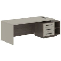 Velion VCT 2390-R (Дуб сильвер/Аметист) Стол руководителя на опорной тумбе, правый