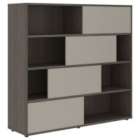 Velion VMCS 1615 (Дуб сильвер/Аметист) Стеллаж со слайд-дверьми