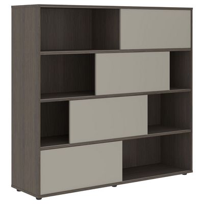 Velion VMCS 1615 (Дуб сильвер/Аметист) Стеллаж со слайд-дверьми