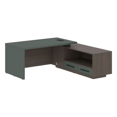 Velion VCT 1919-R (Дуб сильвер/Нефрит) Стол руководителя на опорной тумбе, правый