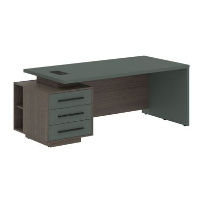 Velion VCT 2090-L (Дуб сильвер/Нефрит) Стол руководителя на опорной тумбе, левый