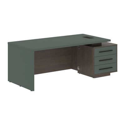 Velion VCT 2090-R (Дуб сильвер/Нефрит) Стол руководителя на опорной тумбе, правый