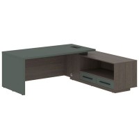 Velion VCT 2119-R (Дуб сильвер/Нефрит) Стол руководителя на опорной тумбе, правый