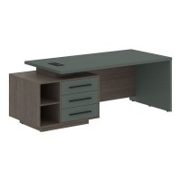 Velion VCT 2190-L (Дуб сильвер/Нефрит) Стол руководителя на опорной тумбе, левый