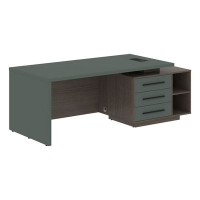 Velion VCT 2190-R (Дуб сильвер/Нефрит) Стол руководителя на опорной тумбе, правый