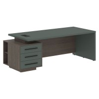 Velion VCT 2290-L (Дуб сильвер/Нефрит) Стол руководителя на опорной тумбе, левый