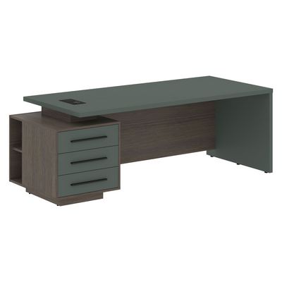 Velion VCT 2290-L (Дуб сильвер/Нефрит) Стол руководителя на опорной тумбе, левый