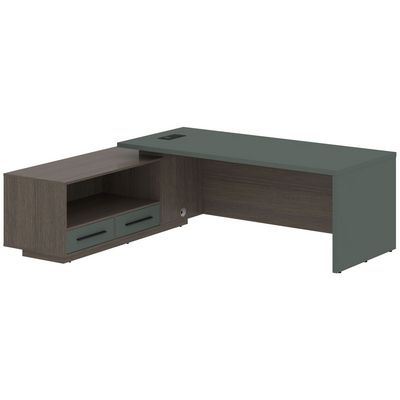 Velion VCT 2319-L (Дуб сильвер/Нефрит) Стол руководителя на опорной тумбе, левый