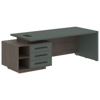 Velion VCT 2390-L (Дуб сильвер/Нефрит) Стол руководителя на опорной тумбе, левый