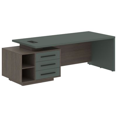 Velion VCT 2390-L (Дуб сильвер/Нефрит) Стол руководителя на опорной тумбе, левый