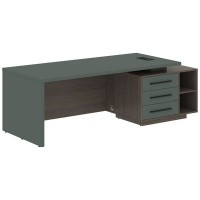 Velion VCT 2390-R (Дуб сильвер/Нефрит) Стол руководителя на опорной тумбе, правый