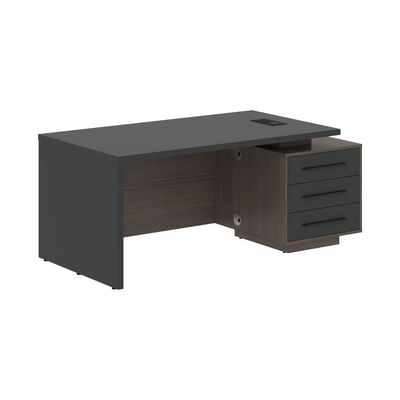 Velion VCT 1890-R (Дуб сильвер/Яшма черная) Стол руководителя на опорной тумбе, правый