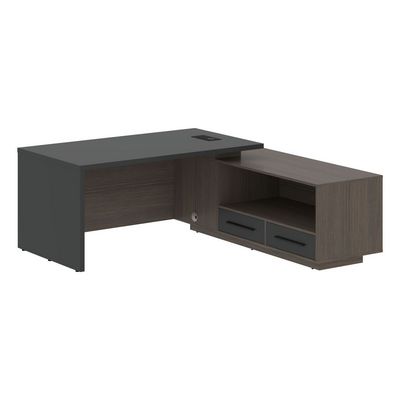 Velion VCT 1919-R (Дуб сильвер/Яшма черная) Стол руководителя на опорной тумбе, правый