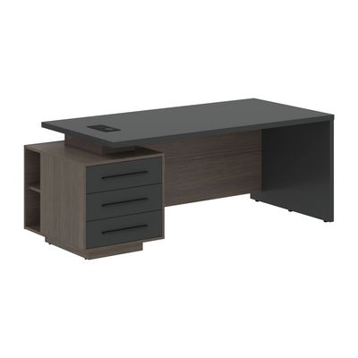 Velion VCT 2090-L (Дуб сильвер/Яшма черная) Стол руководителя на опорной тумбе, левый