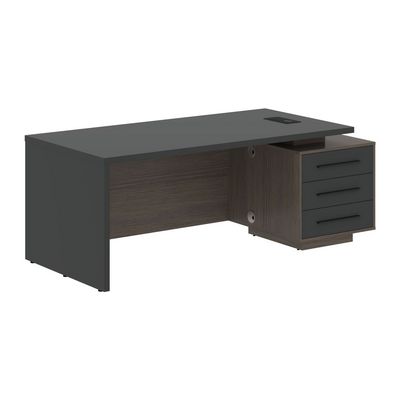 Velion VCT 2090-R (Дуб сильвер/Яшма черная) Стол руководителя на опорной тумбе, правый