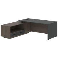 VCT 2119-L (Дуб сильвер/Яшма черная) Стол руководителя на опорной тумбе, левый