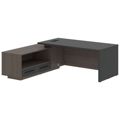 Velion VCT 2119-L (Дуб сильвер/Яшма черная) Стол руководителя на опорной тумбе, левый