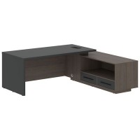 Velion VCT 2119-R (Дуб сильвер/Яшма черная) Стол руководителя на опорной тумбе, правый