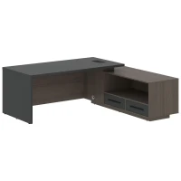 VCT 2119-R (Дуб сильвер/Яшма черная) Стол руководителя на опорной тумбе, правый