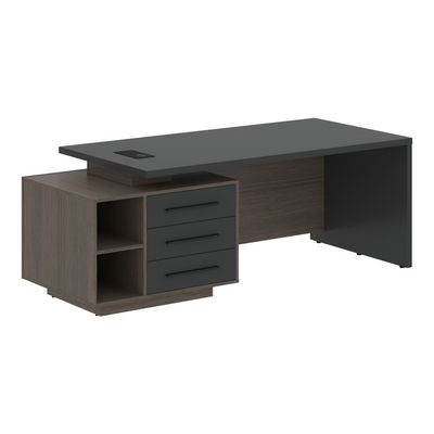 Velion VCT 2190-L (Дуб сильвер/Яшма черная) Стол руководителя на опорной тумбе, левый