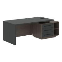 Velion VCT 2190-R (Дуб сильвер/Яшма черная) Стол руководителя на опорной тумбе, правый