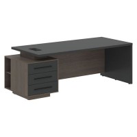 Velion VCT 2290-L (Дуб сильвер/Яшма черная) Стол руководителя на опорной тумбе, левый