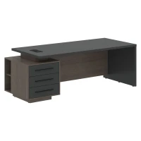 VCT 2290-L (Дуб сильвер/Яшма черная) Стол руководителя на опорной тумбе, левый