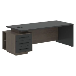 VCT 2290-L (Дуб сильвер/Яшма черная) Стол руководителя на опорной тумбе, левый